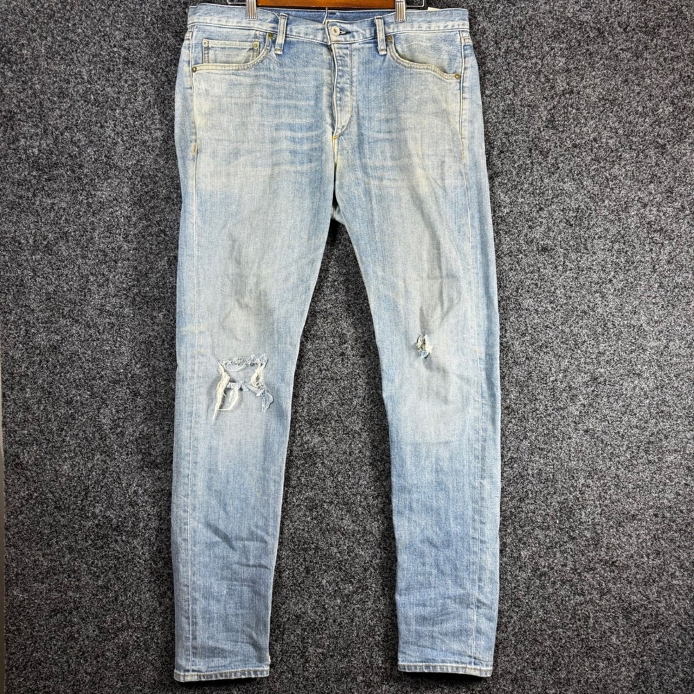 Rag & Bone Fit 1 Extra Slim Jean 36 Fire Island With Holes Distressed Light Wash